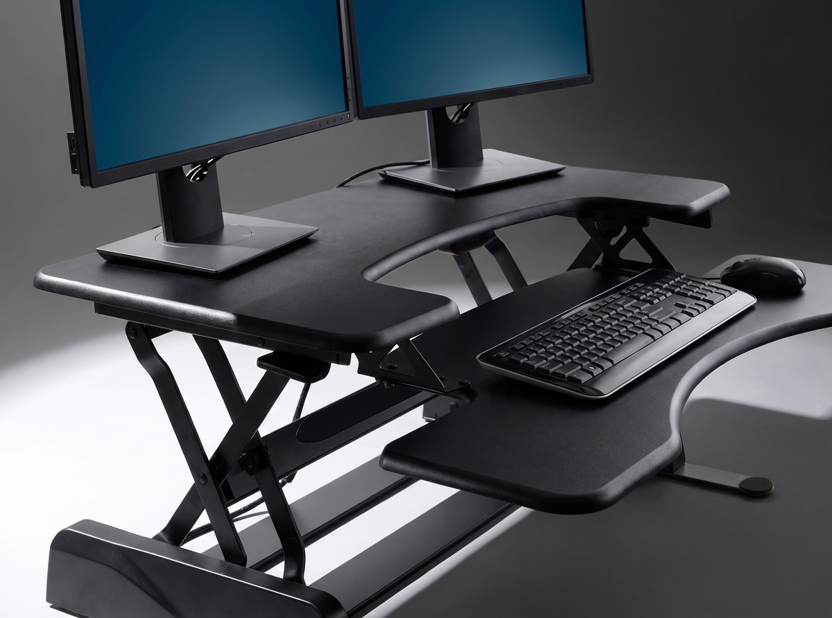 Sits straight onto the desk you already own, fully built, no install.
