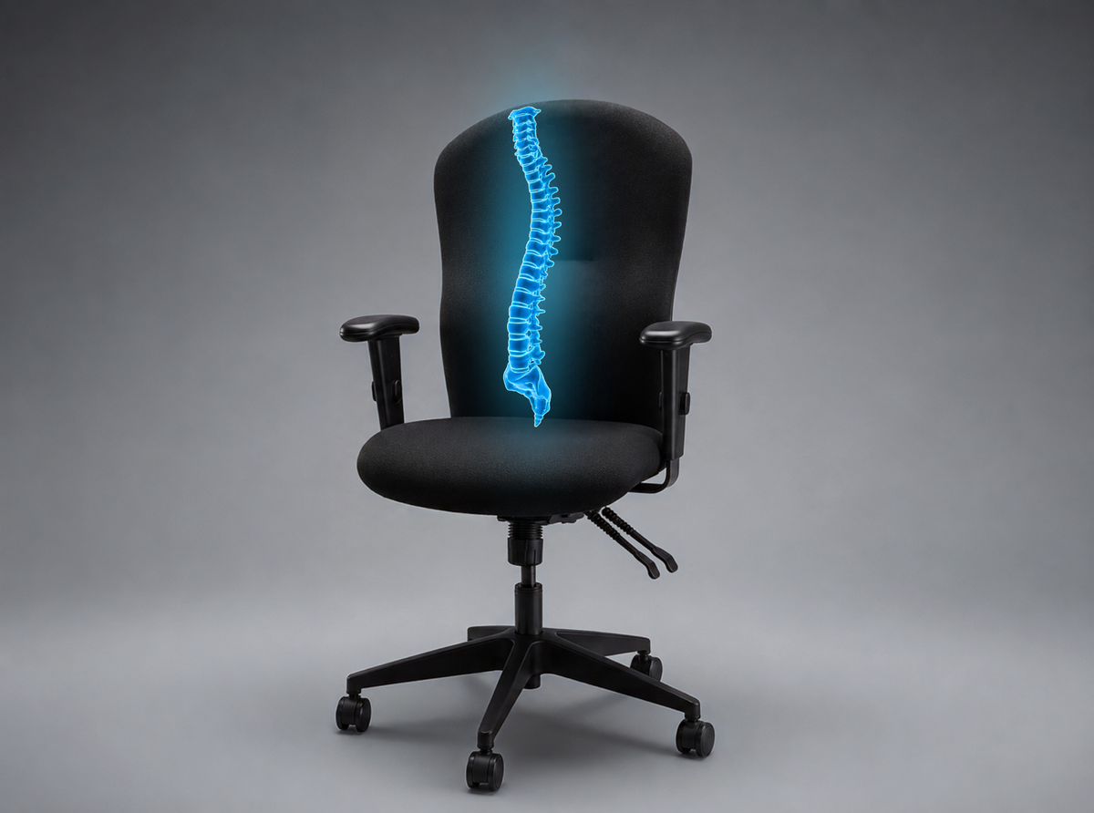 A backrest that flexes past upright to hold your lumbar in a forward keyboard lean
