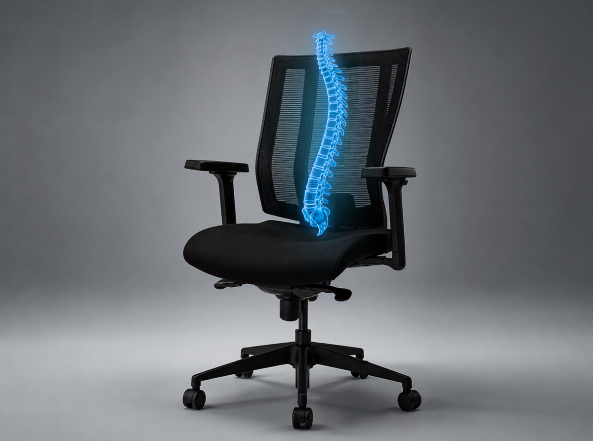 A pivot lumbar system that follows the S-curve of your spine as you move