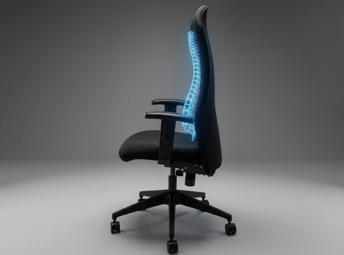A backrest that flexes past upright to hold your lumbar in a forward keyboard lean