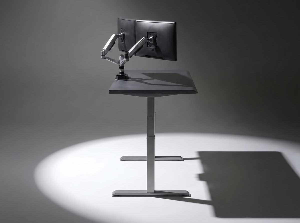 Physio-designed to hold both screens where your eyes want them, not where the desk puts them.