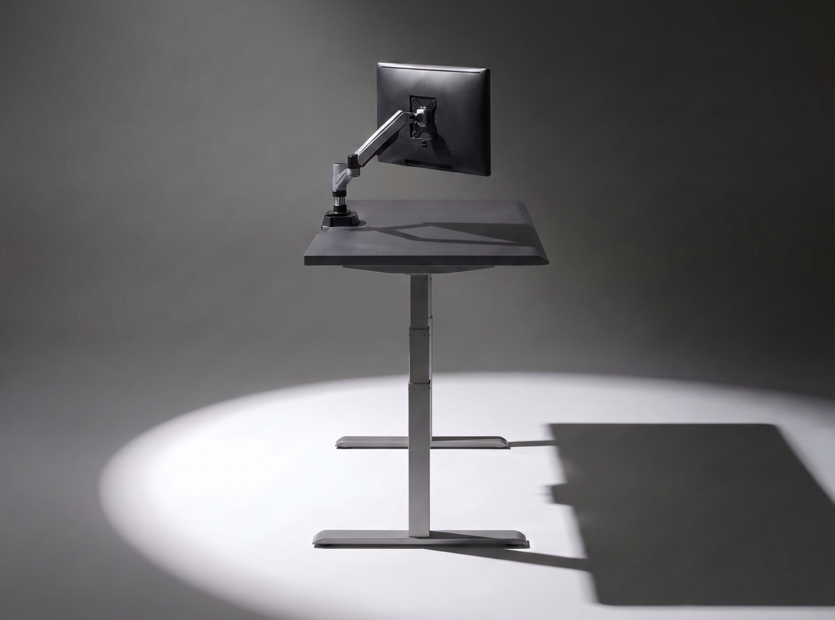 Glides with a touch, holds where you leave it, from sitting to standing and back.