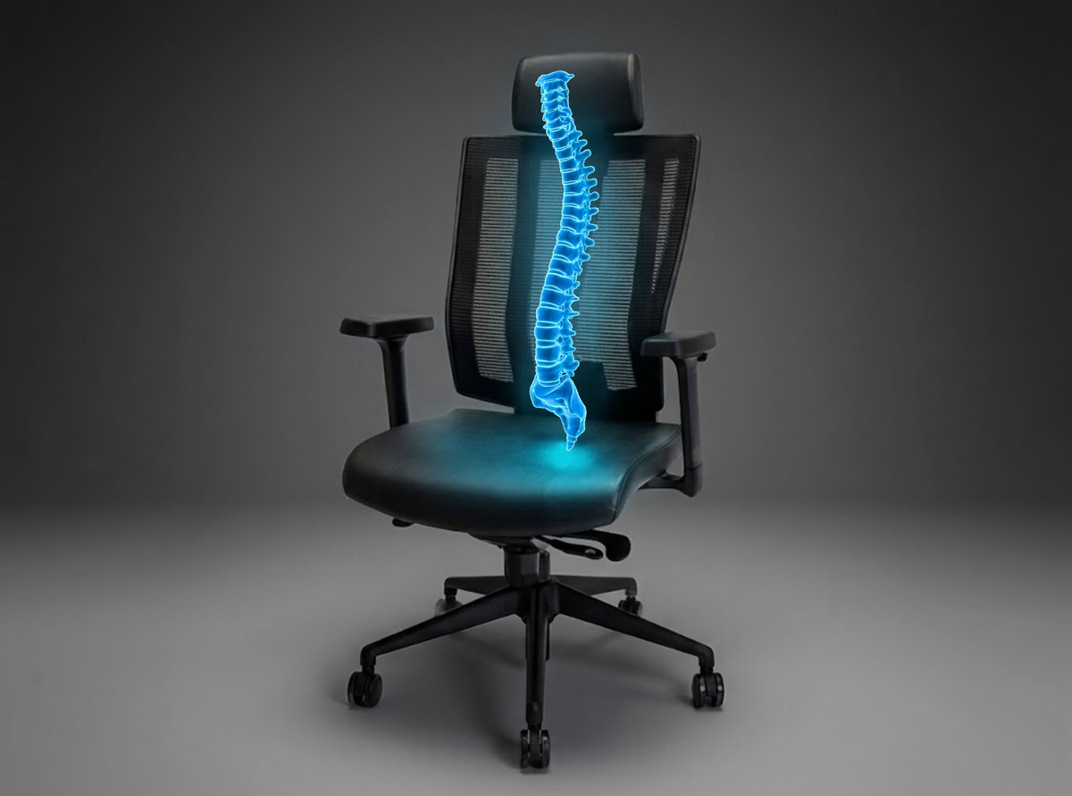 Support that runs from your lumbar to your headrest along the S-curve of your spine