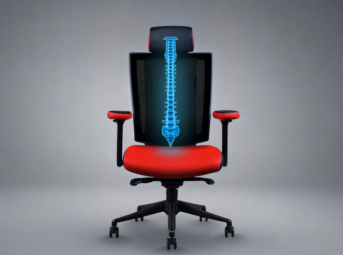 Pivot lumbar support that follows your back through the long session