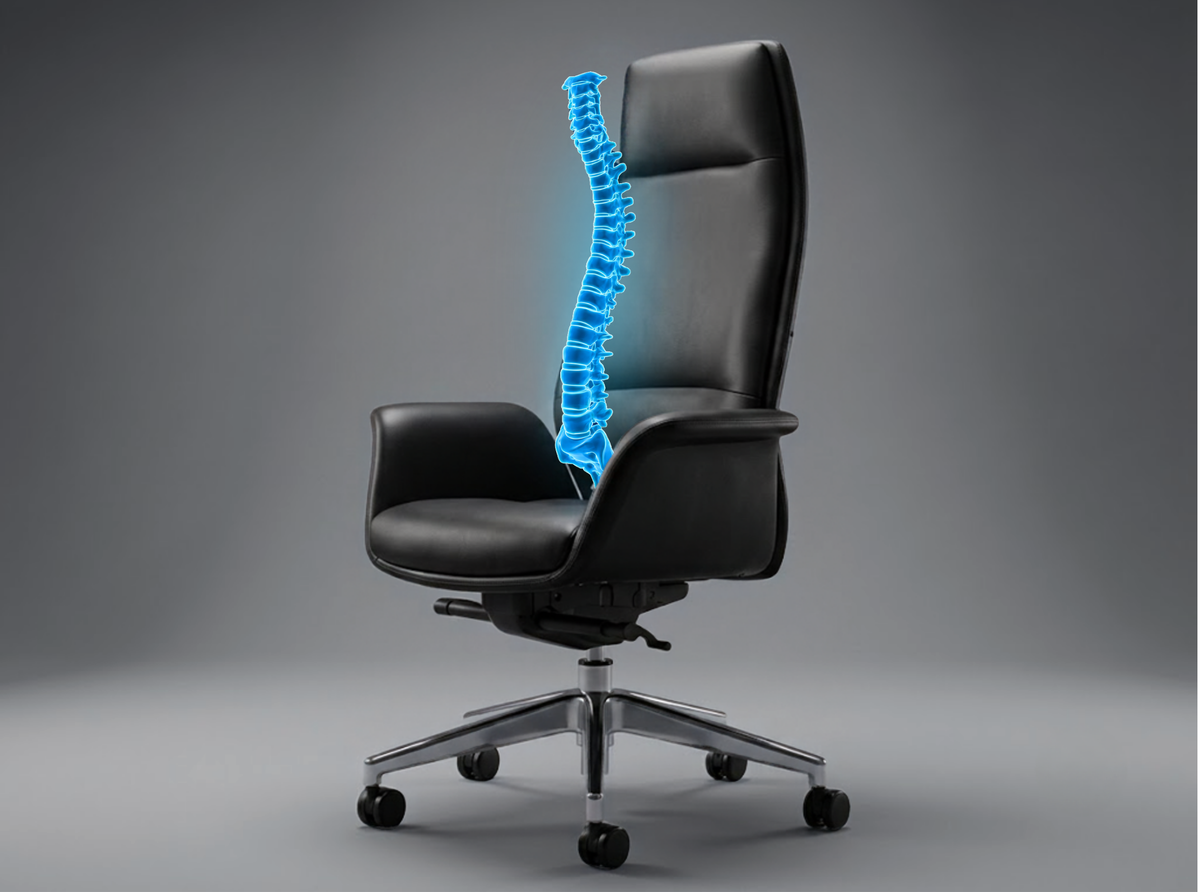 A high back that carries you to the headrest, built for the hours leadership keeps