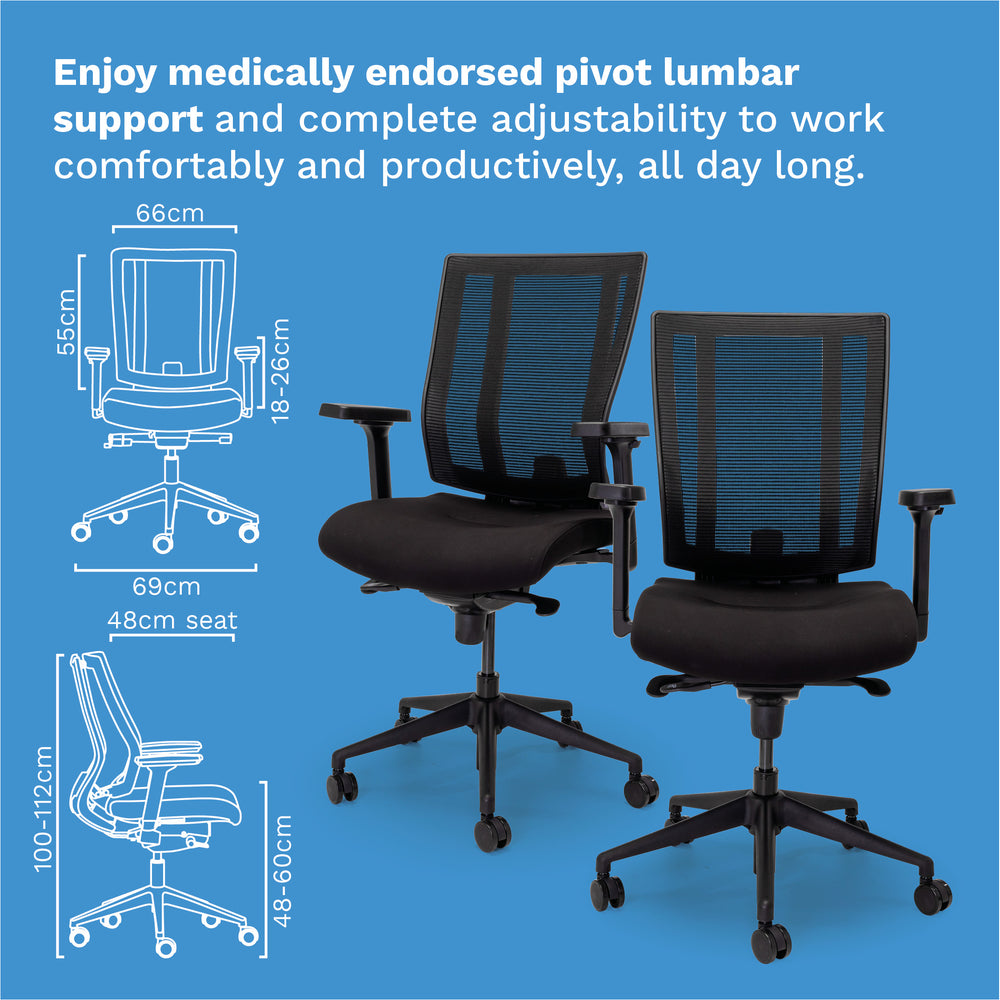 NetOne Mid-Back Black Office Chair
